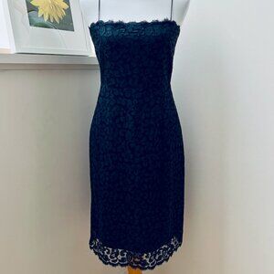 J. Crew Petite Navy Guipure Lace Spaghetti Strap Dress NWT